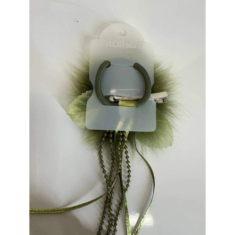 Boho Feather Earrings Jewelry Lot w/ Faux Fur Hair Clip Set 056 (3)